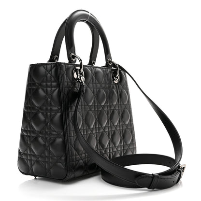 Christian Dior Lambskin Cannage Medium Lady Dior Black 3 of 11