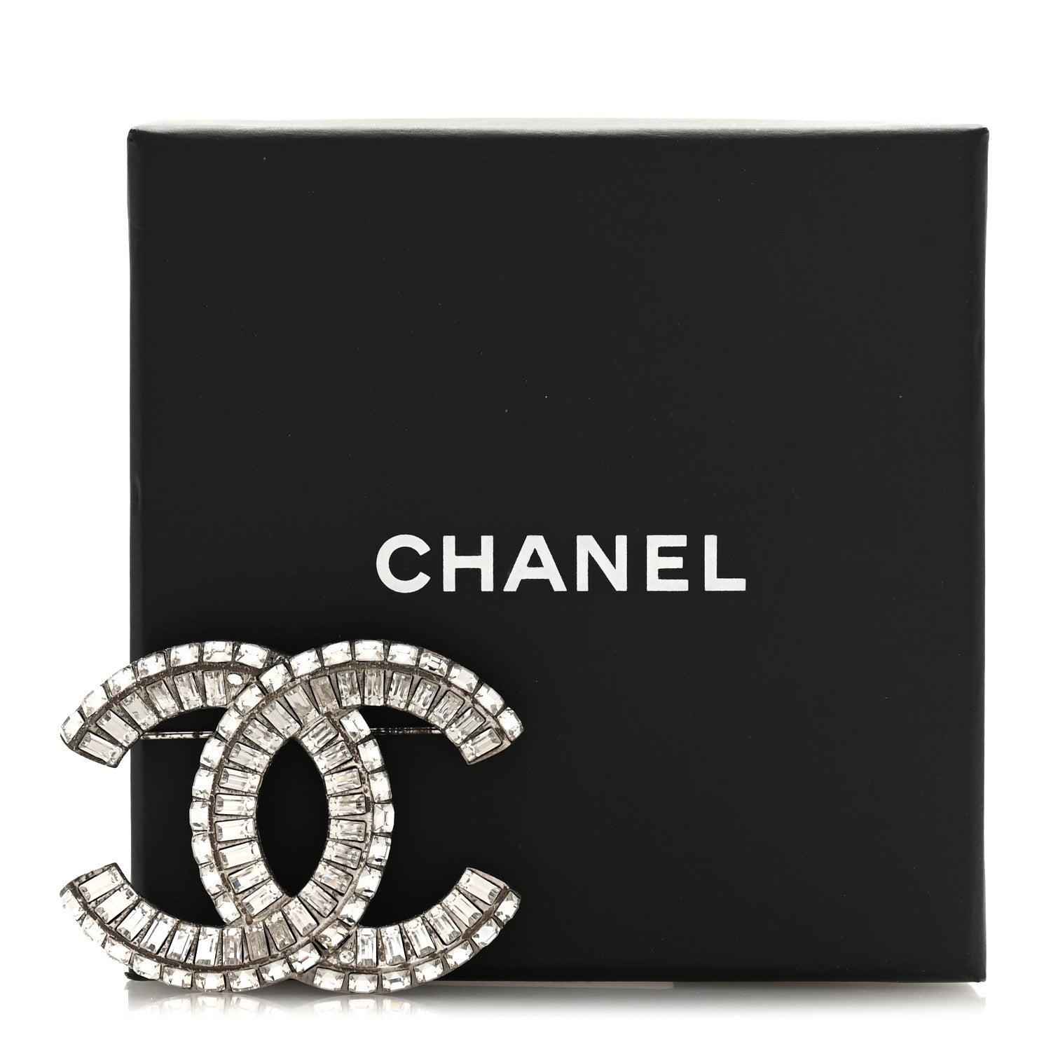 Chanel Baguette Crystal CC Brooch Silver 4 of 4
