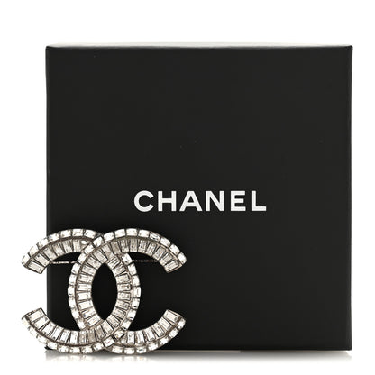 Chanel Baguette Crystal CC Brooch Silver 4 of 4