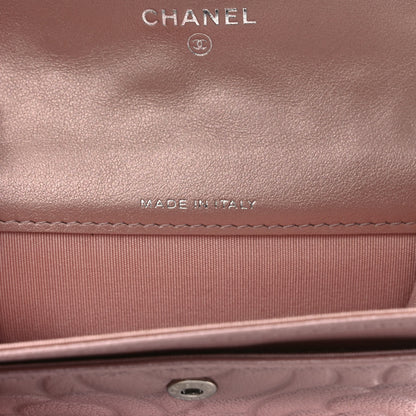 Chanel Goatskin Camellia Embossed Card Holder Wallet Light Pink 7 of 7
