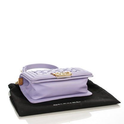 Chanel Lambskin Woven Small Chateau Boy Flap Lilac 5 of 8