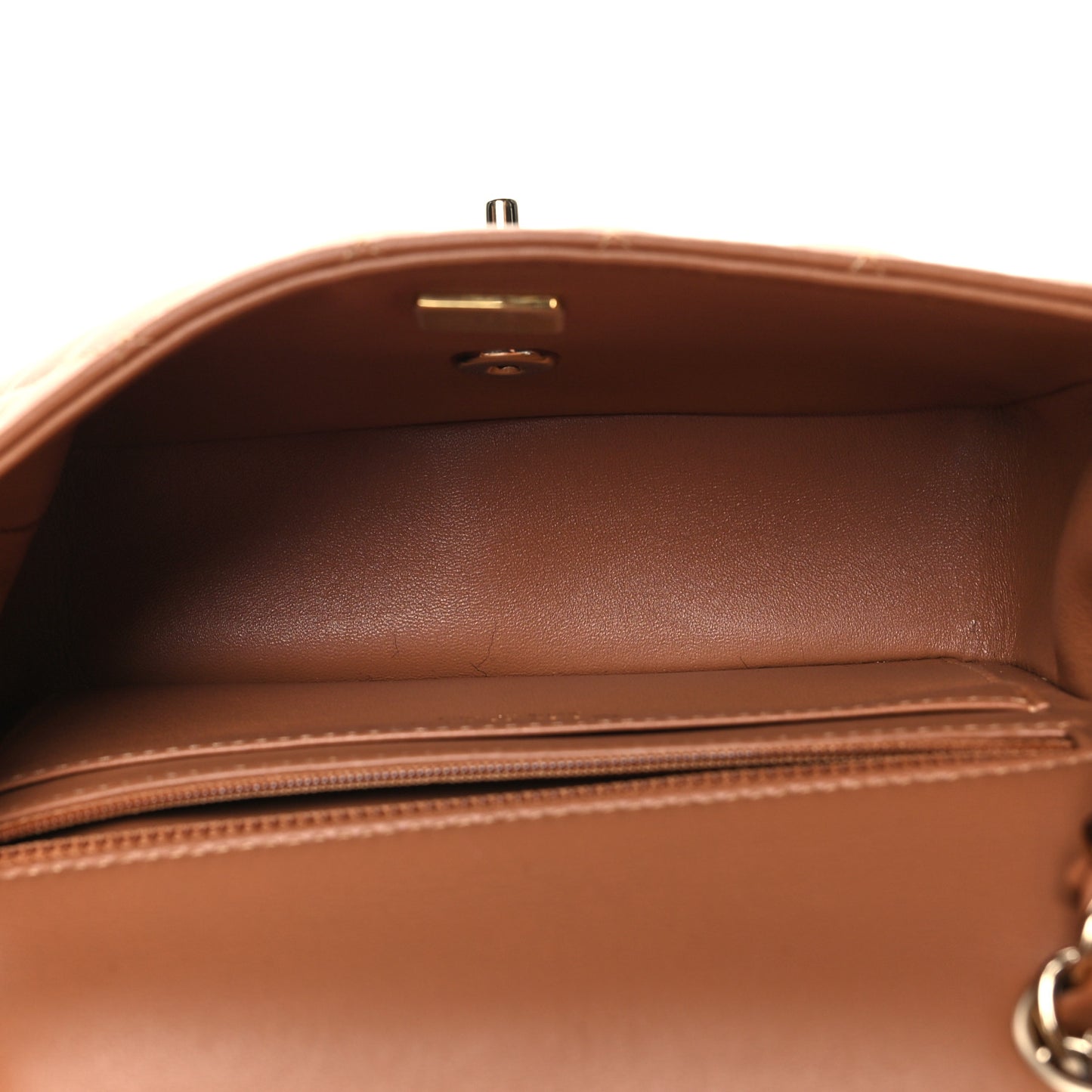 Lambskin Quilted Mini Rectangular Flap Brown