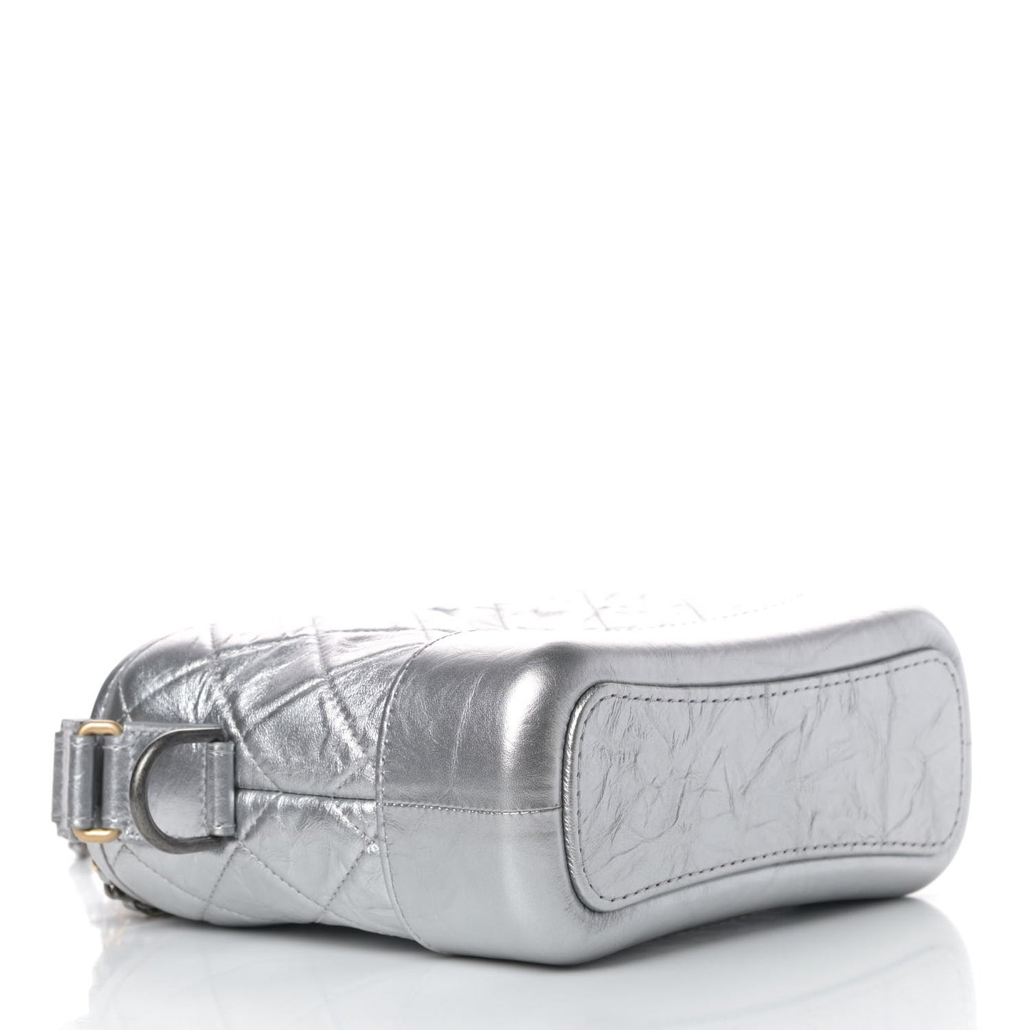 Metallic Aged Calfskin Quilted Small Gabrielle Hobo Silver