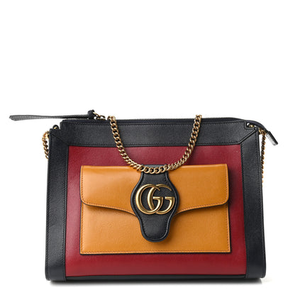 Gucci New Sakai Calfskin Lux Tri-Color Dahlia Chain Shoulder Bag New Cherry Red Sun Oil Blue 1 of 9
