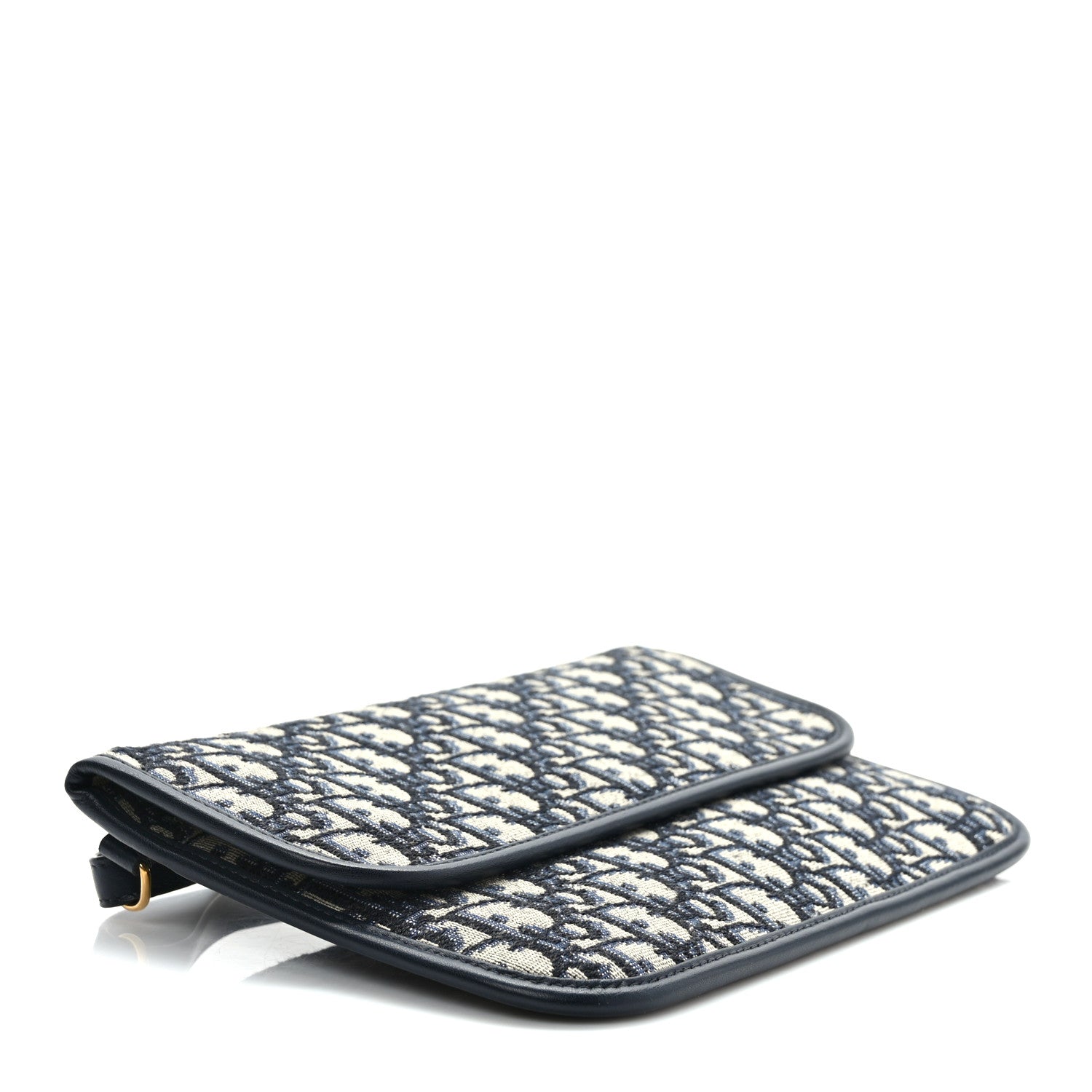 Christian Dior Oblique Flap Pouch Clutch Blue 4 of 6