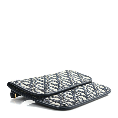 Christian Dior Oblique Flap Pouch Clutch Blue 4 of 6