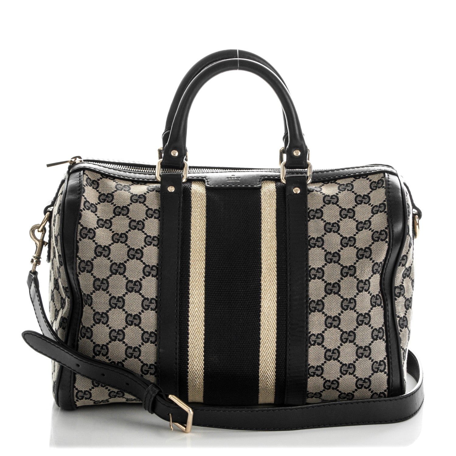 Gucci Monogram Vintage Web Medium Boston Navy 1 of 7