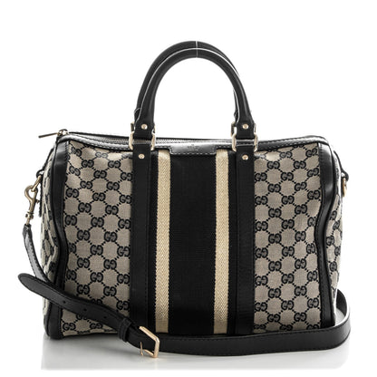 Gucci Monogram Vintage Web Medium Boston Navy 1 of 7