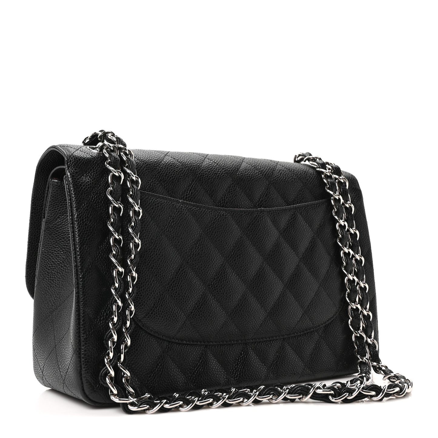 Caviar Quilted Jumbo Double Flap Black