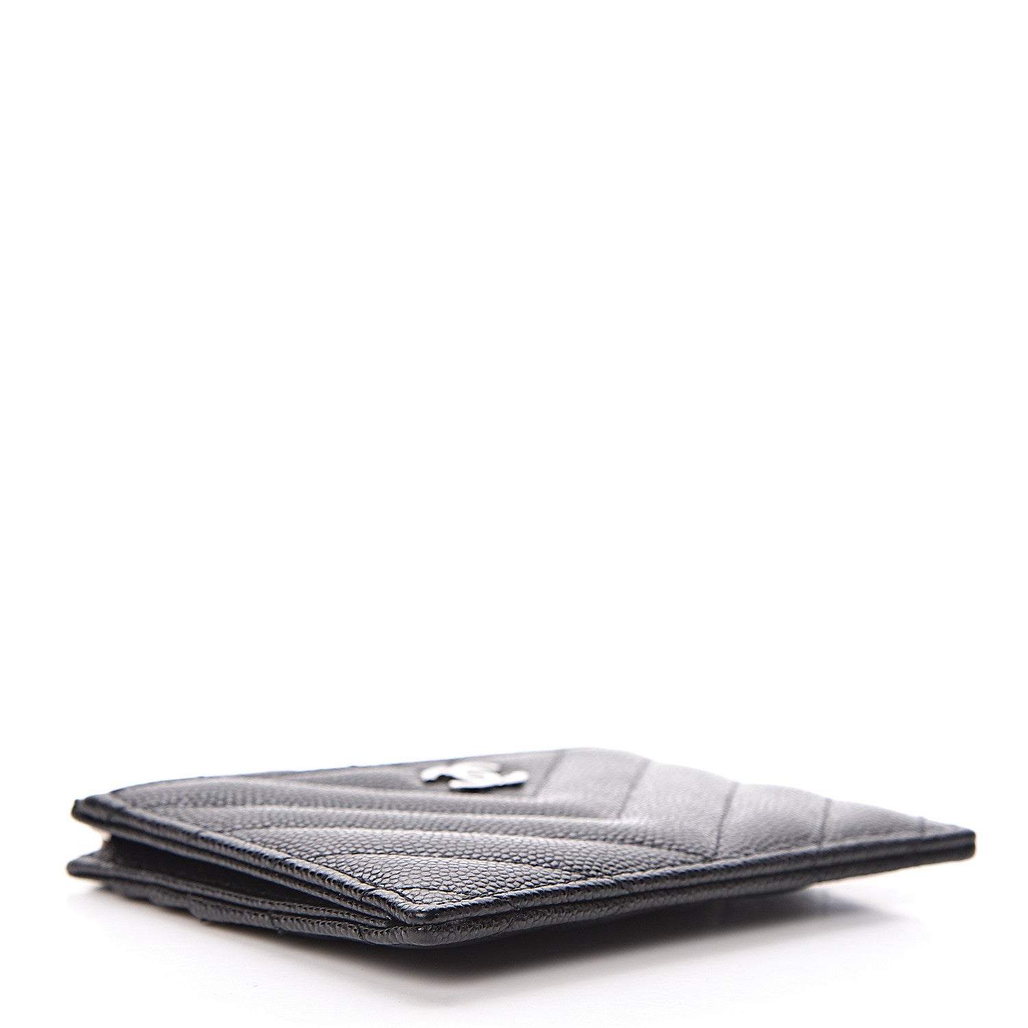 Chanel Caviar Chevron Quilted CC Zip Card Holder Black 4 of 7