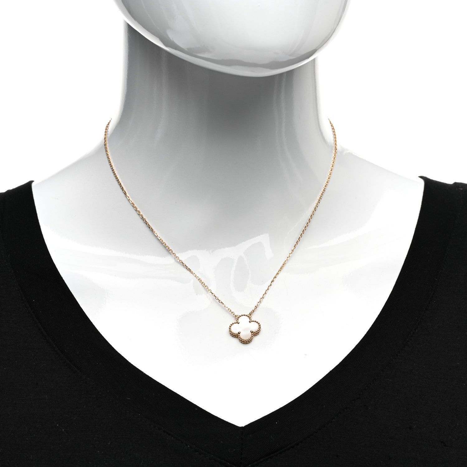 Van Cleef & Arpels 18K Yellow Gold Mother of Pearl Vintage Alhambra Pendant Necklace 2 of 5