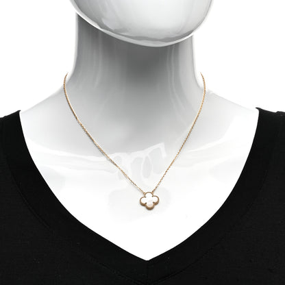 Van Cleef & Arpels 18K Yellow Gold Mother of Pearl Vintage Alhambra Pendant Necklace 2 of 5