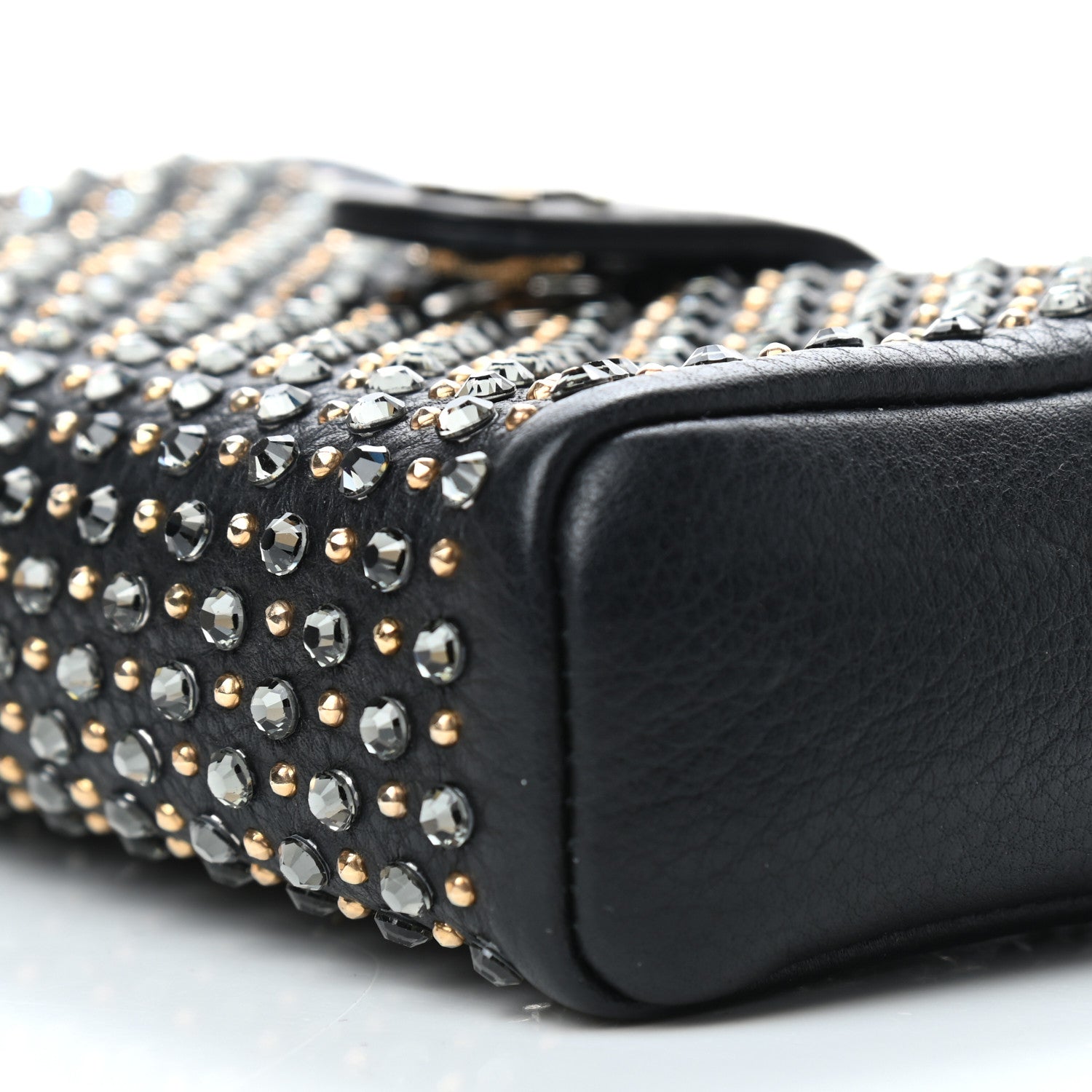 Chanel Calfskin Strass Studded Mini Phone Holder Clutch Black 10 of 10