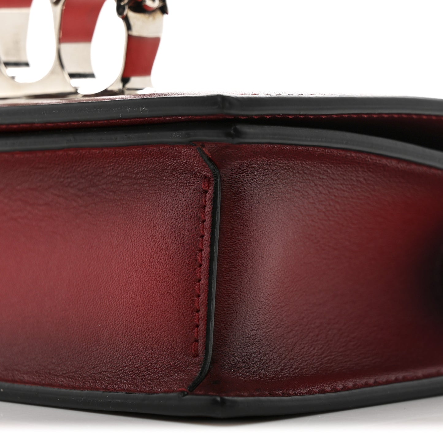 Ombre Calfskin Knuckle Jeweled Satchel Red Multicolor