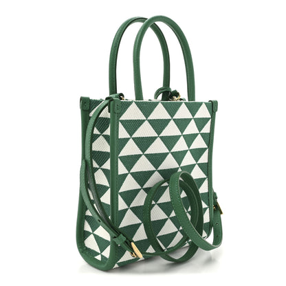 Prada Jacquard Saffiano Triangolo Symbole Embroidered Micro Tote Mango White 3 of 9
