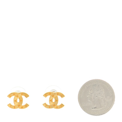 Chanel Metal CC Paris Button Stud Earrings Gold 2 of 7