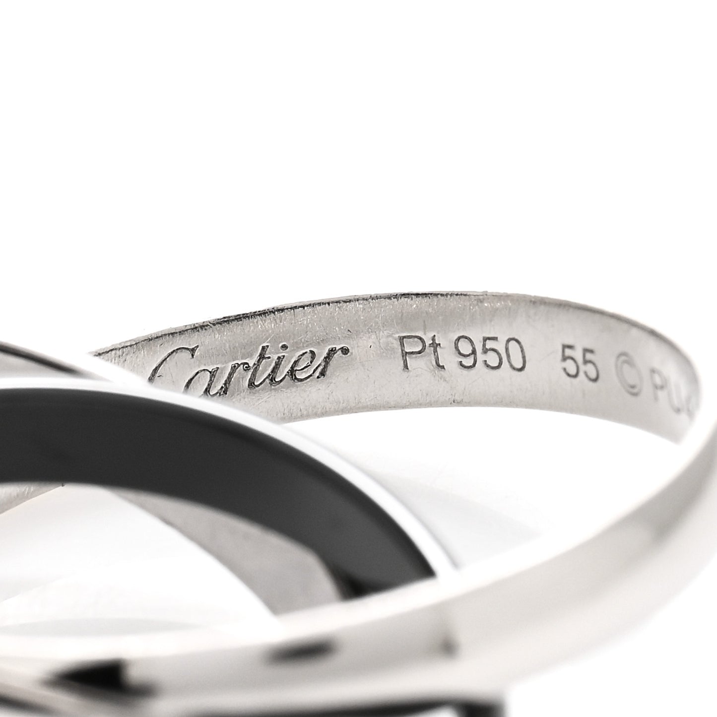 18K White Gold Platinum Diamond Ceramic Small Trinity Ring 55 7.25