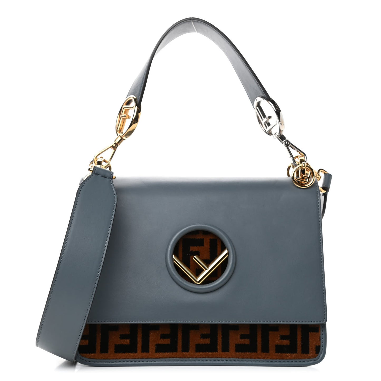 Vitello Century Velvet F is Fendi FF Kan I Shoulder Bag Tobacco Tempesta