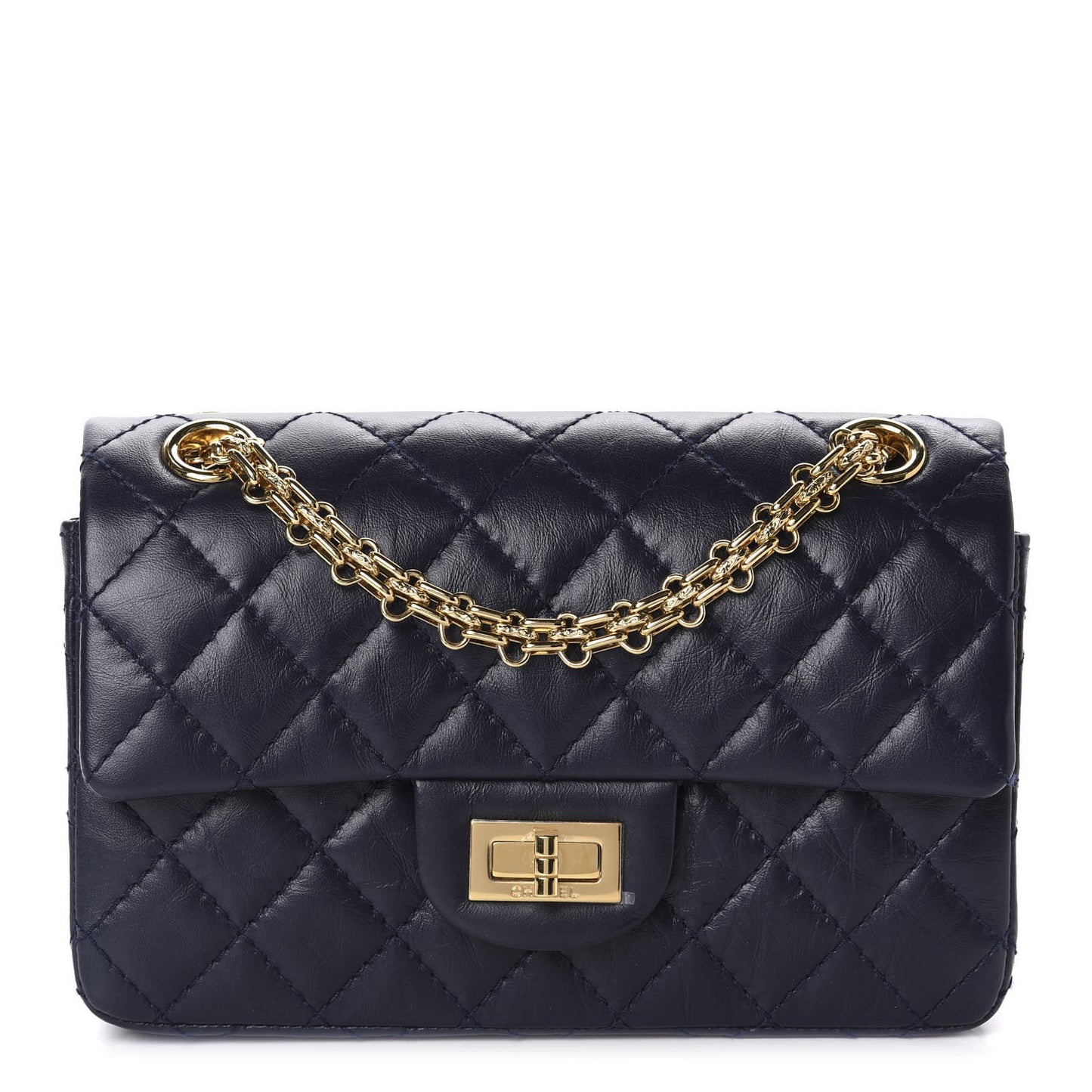 Aged Calfskin Quilted 2.55 Reissue Mini Flap Navy
