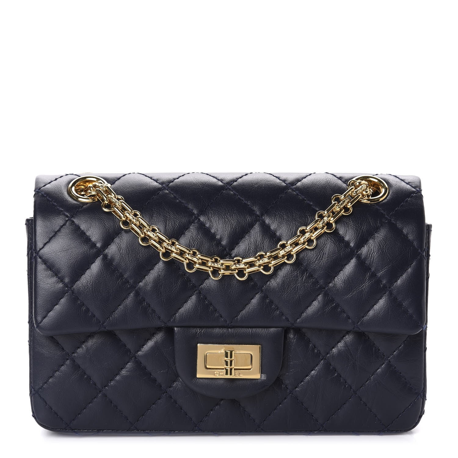 Chanel Aged Calfskin Quilted 2.55 Reissue Mini Flap Navy 1 of 11
