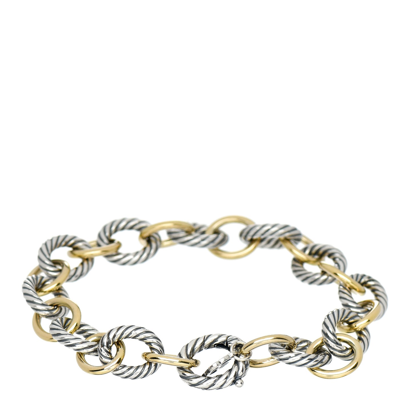 Sterling Silver 18K Yellow Gold 10mm Medium Oval Link Bracelet