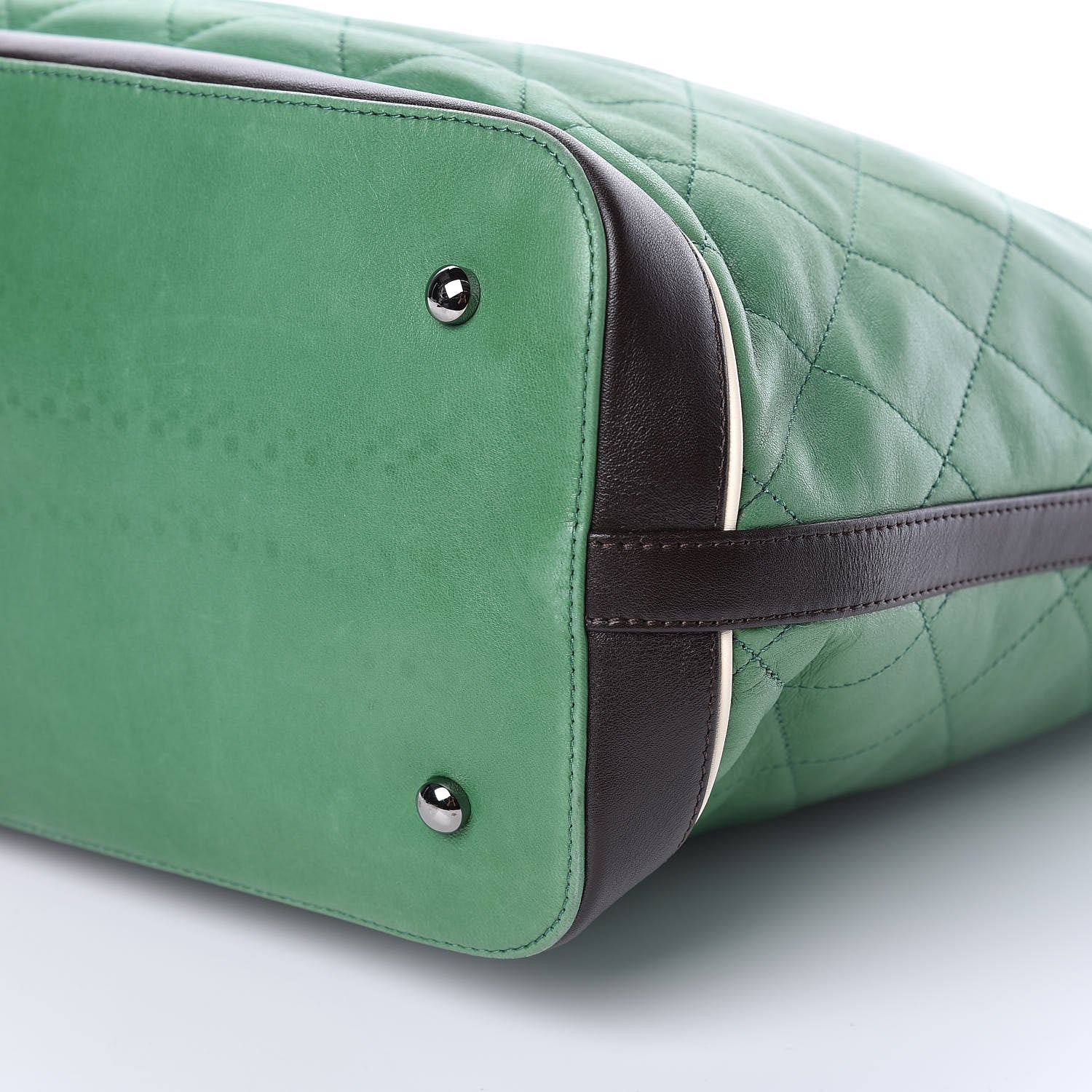 Chanel Lambskin Quilted Country Club Tote Green Black 6 of 13