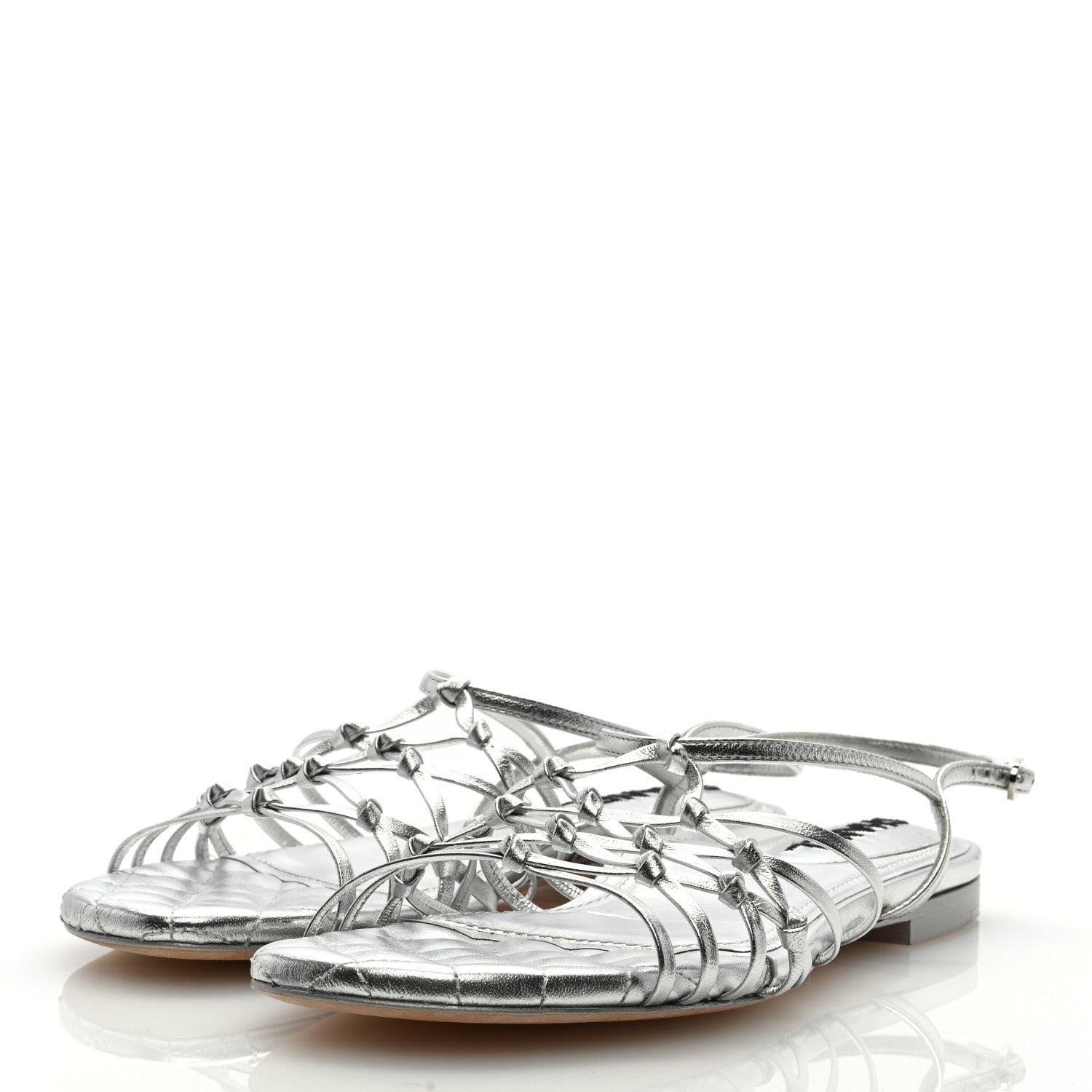 Chanel Laminated Lambskin CC Sandals 38 Silver 4 of 7