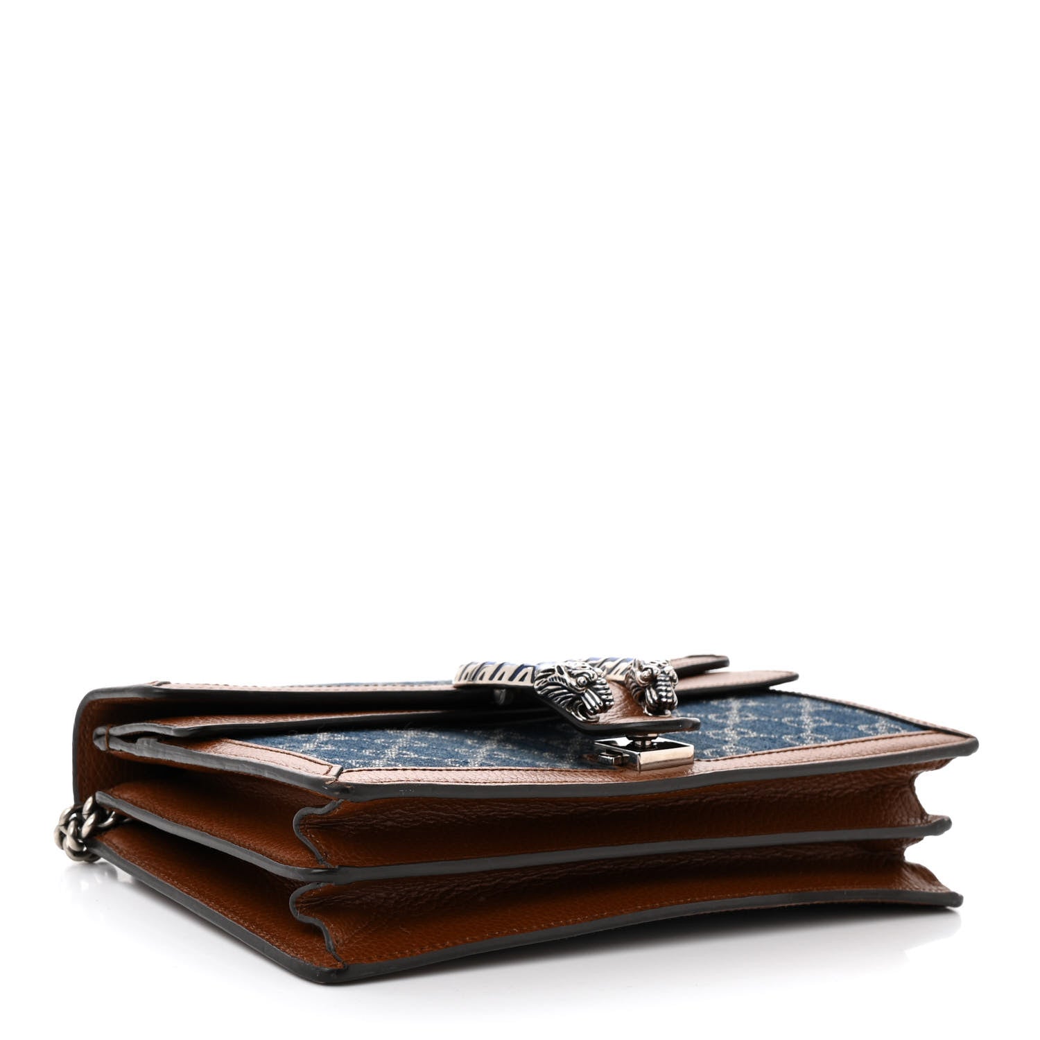 Gucci New Denim GG Monogram Dollar Calfskin Enamel Small Dionysus Shoulder Bag Blue Tea Cuir Epilog Electric Blue 4 of 11