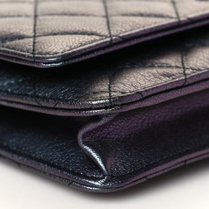 Chanel Iridescent Goatskin Quilted Wallet On Chain WOC Purple 10 of 12