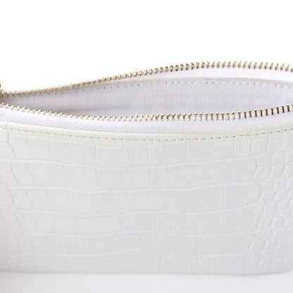 Chanel Calfskin Crocodile Embossed Cocodile Cosmetic Case White Gold 7 of 9