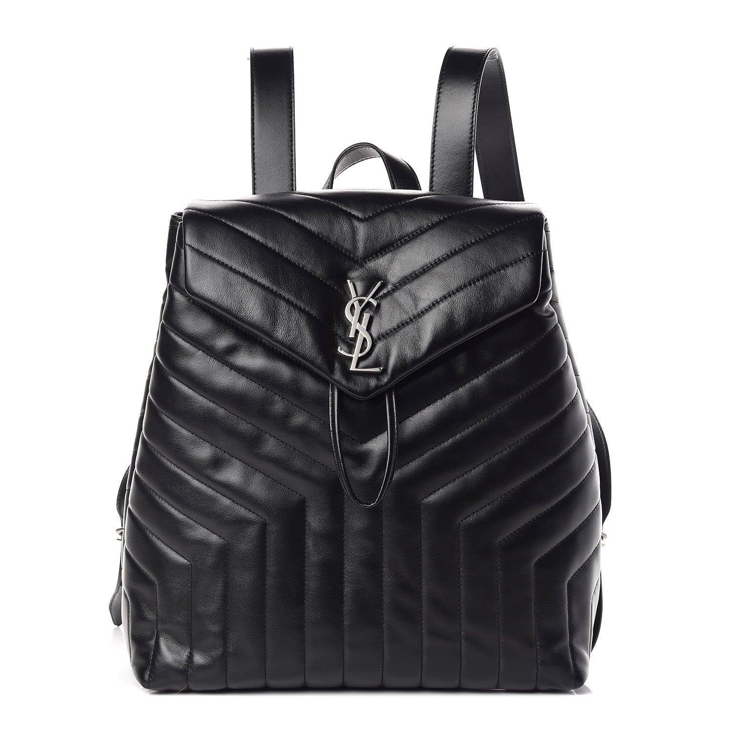 Saint Laurent Calfskin Y Quilted Monogram Medium Loulou Backpack Black 1 of 12