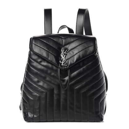 Saint Laurent Calfskin Y Quilted Monogram Medium Loulou Backpack Black 1 of 12