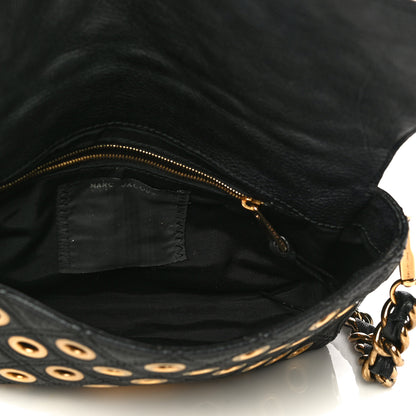 Marc Jacobs Goatskin Quilted Grommet Gotham Eyelet Shoulder Bag Black 5 of 12
