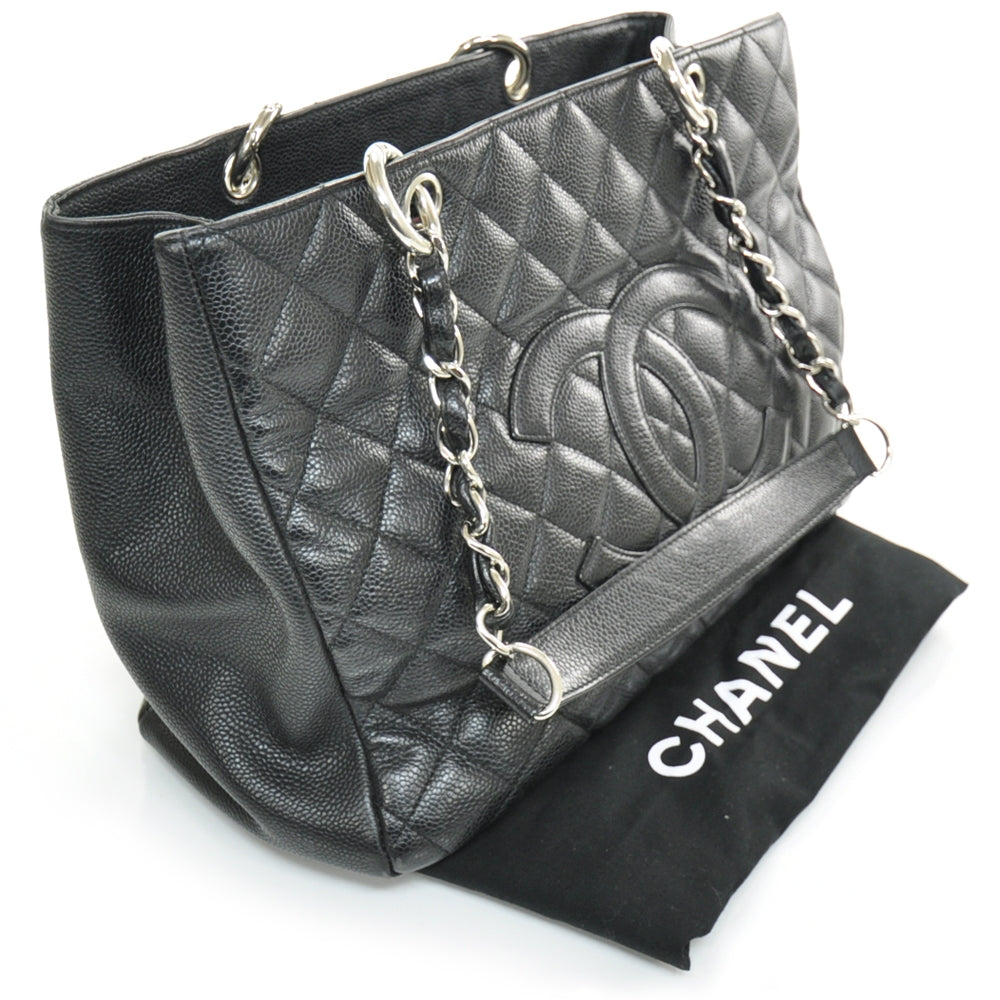 Caviar Quilted Grand Shopping Tote GST Black