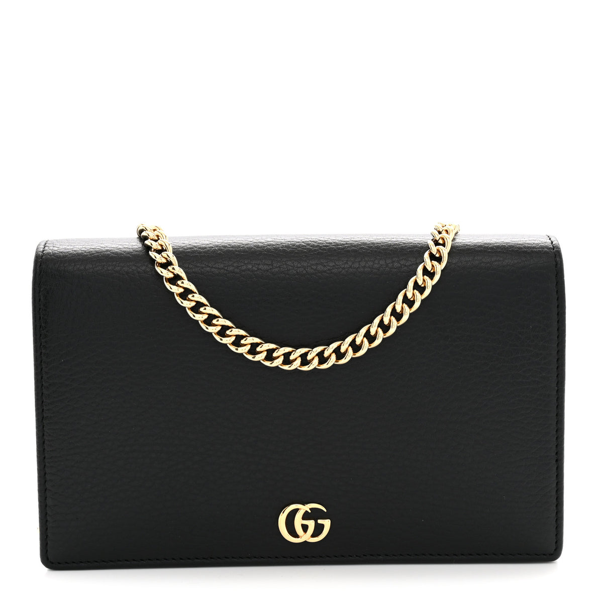 Gucci Calfskin Mini GG Marmont Chain Wallet Black 1 of 9