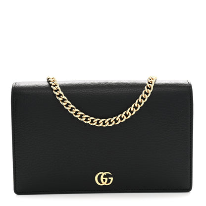Gucci Calfskin Mini GG Marmont Chain Wallet Black 1 of 9