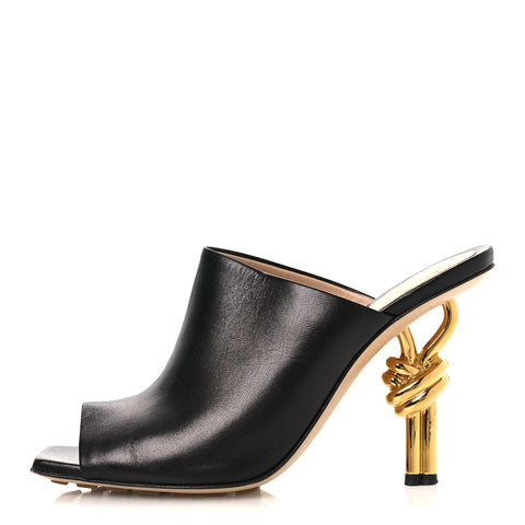 Lambskin Knot Mule Sandals 36 Black