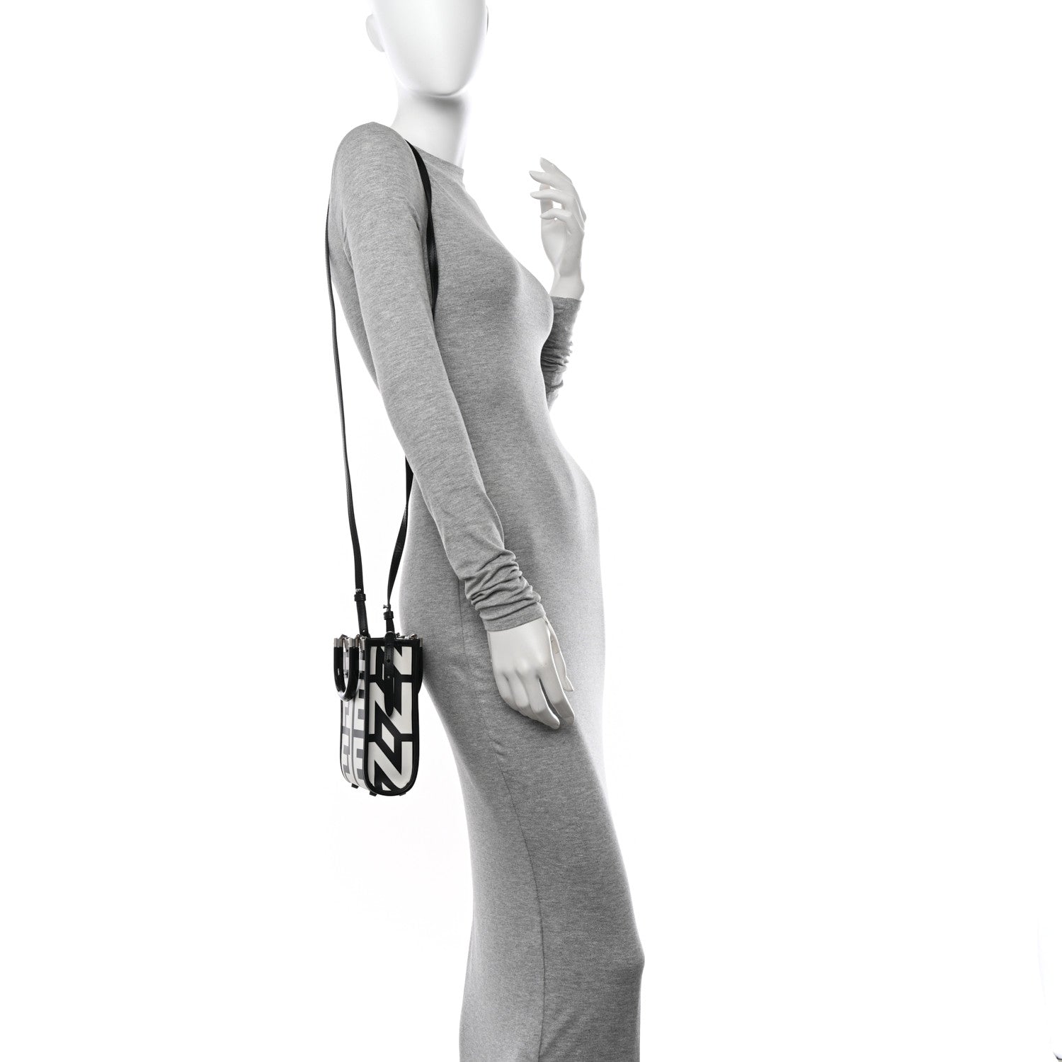 Fendi X MARC JACOBS Vitello King Plexiglass Logo Print Mini Fendi Sunshine Shopper Tote Black White 2 of 9