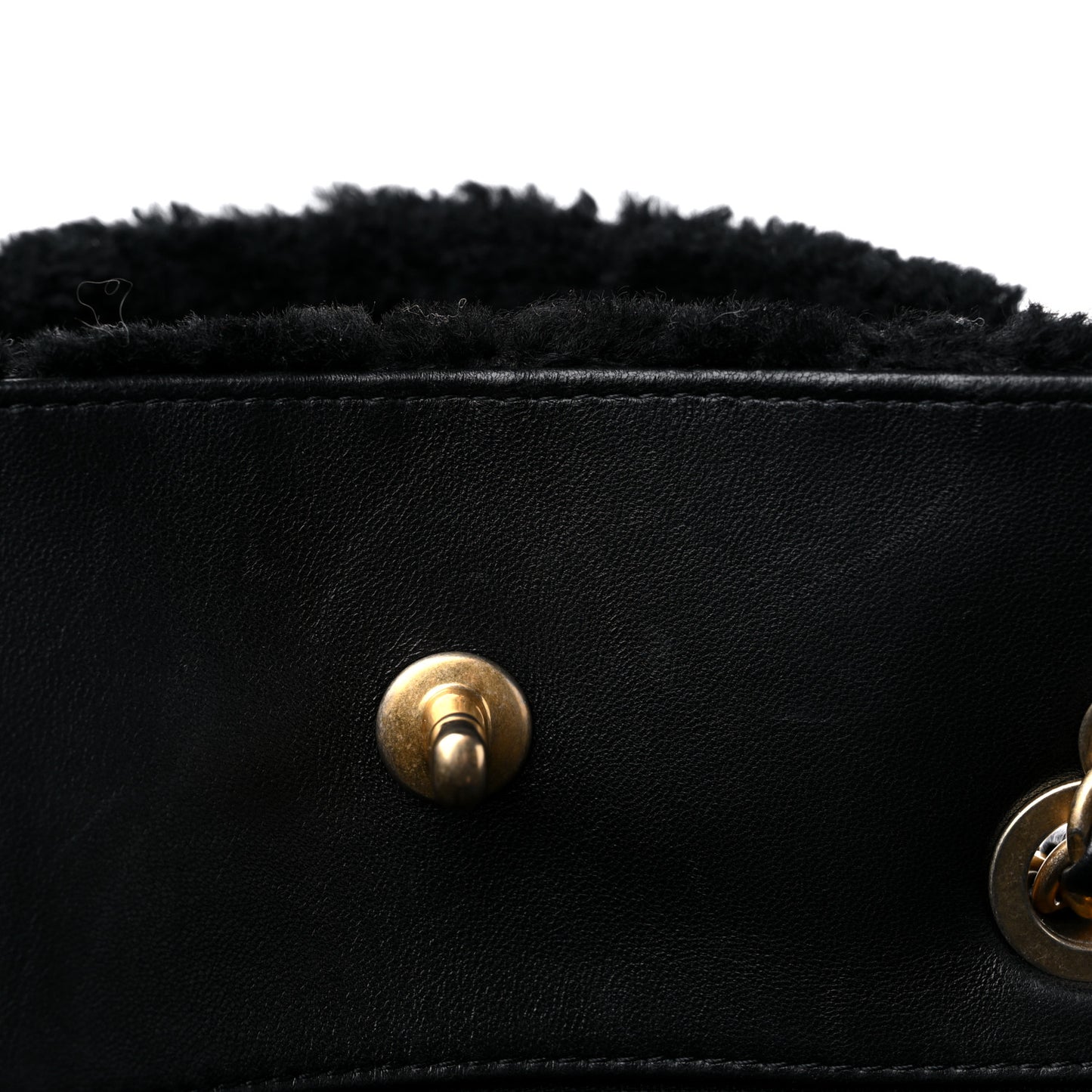 Shearling Sequin Tweed Shopper Tote Black