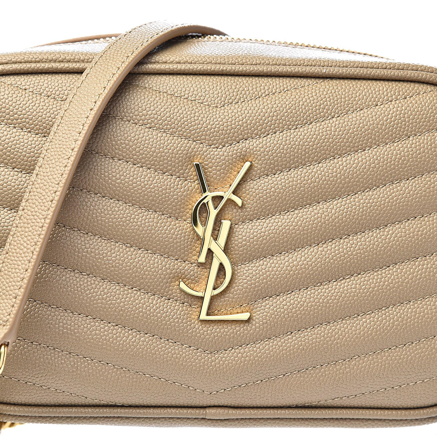 Saint Laurent Grain De Poudre Matelasse Monogram Mini Lou Camera Bag Dark Beige 9 of 10