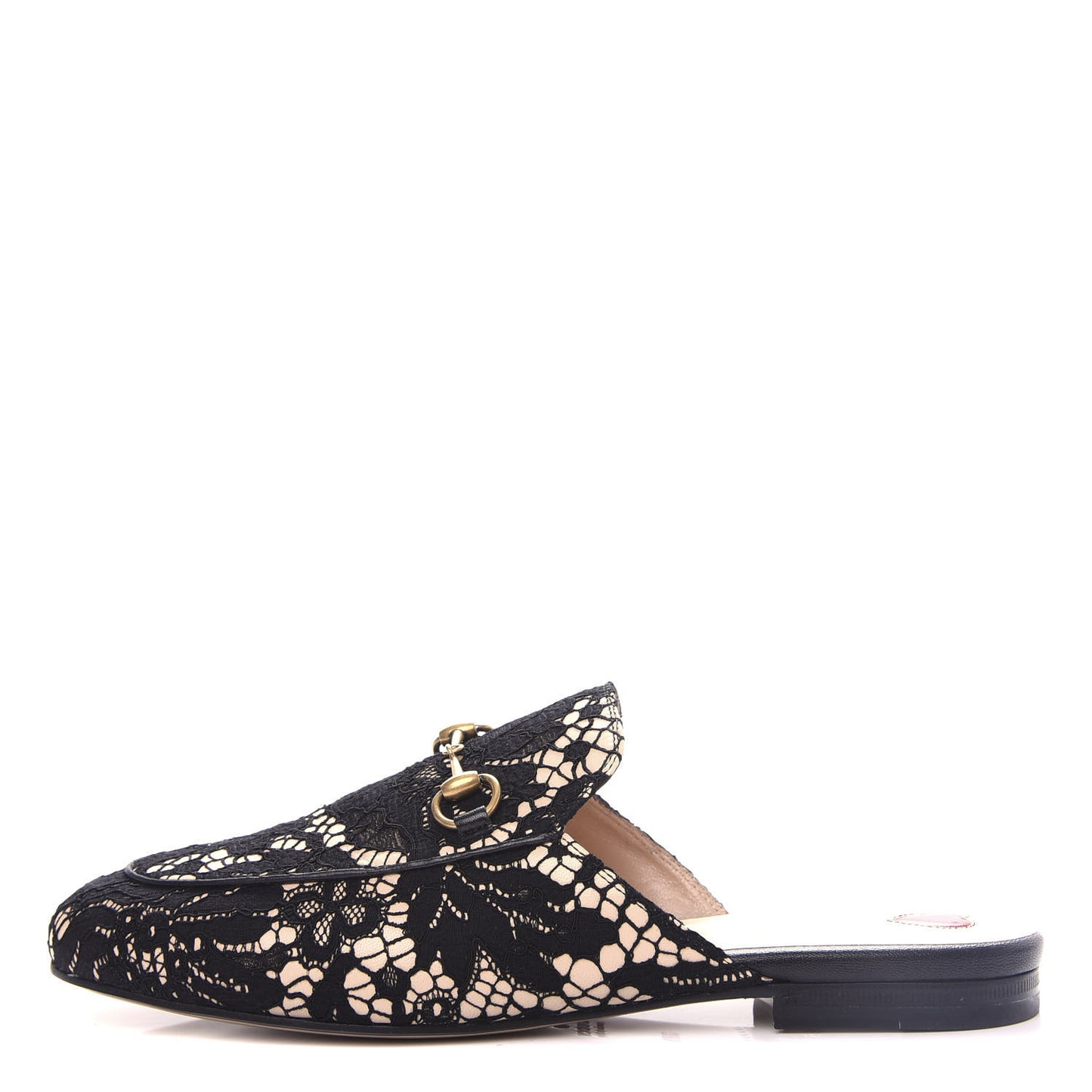 Lace Malaga Kid Womens Princetown Slippers 38.5 Black Skin Rose