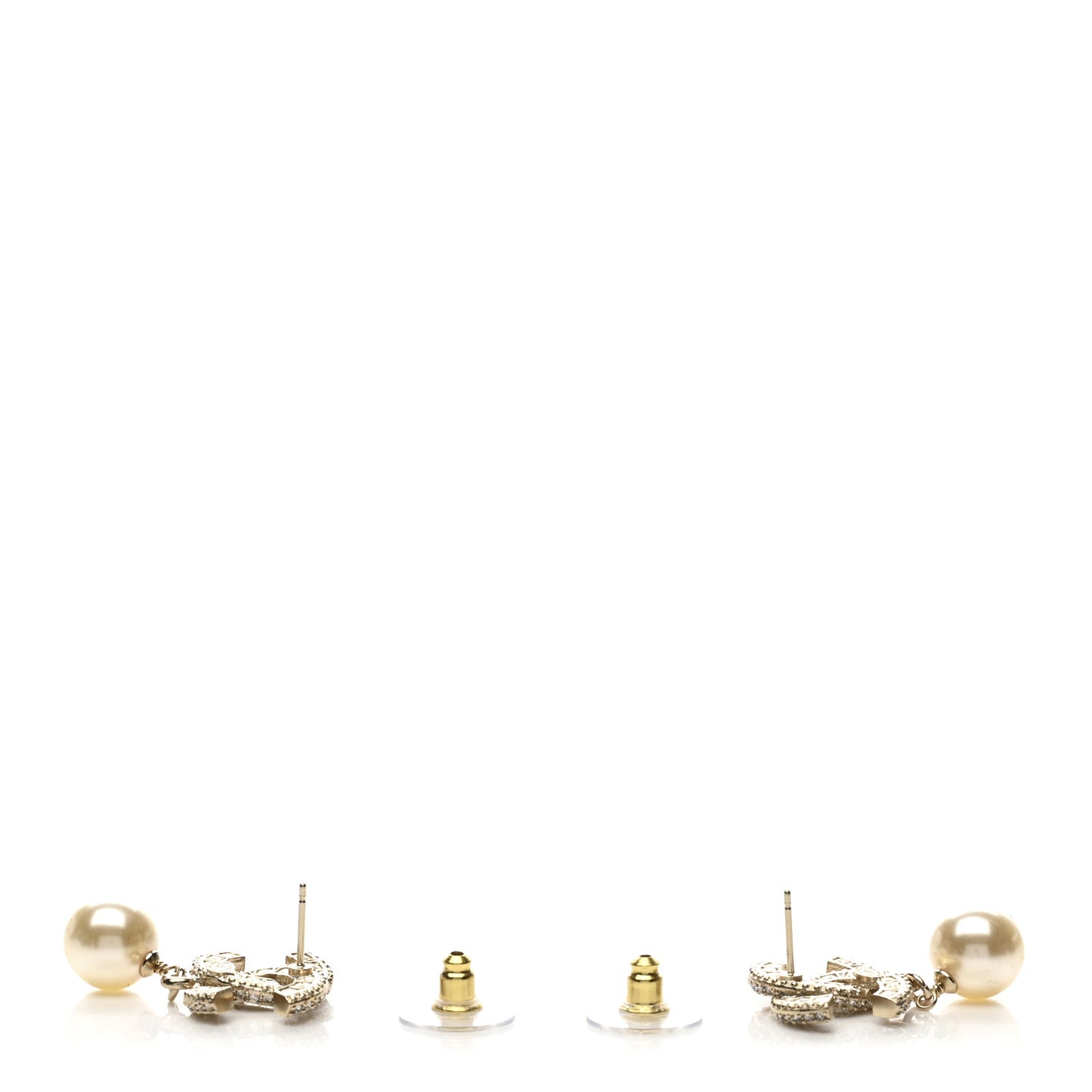 Crystal Timeless CC Pearl Drop Earrings Light Gold