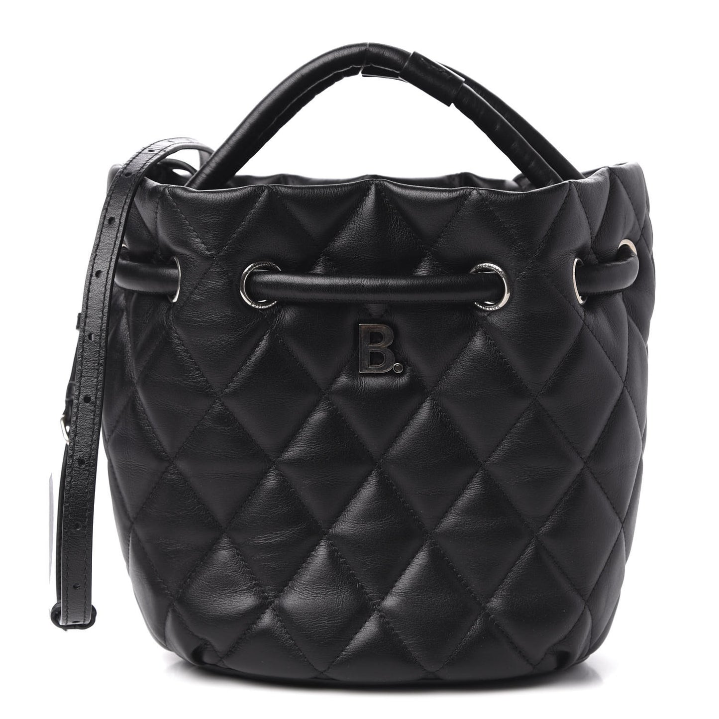 Nappa Calfskin Quilted Touch B Bucket Bag Black