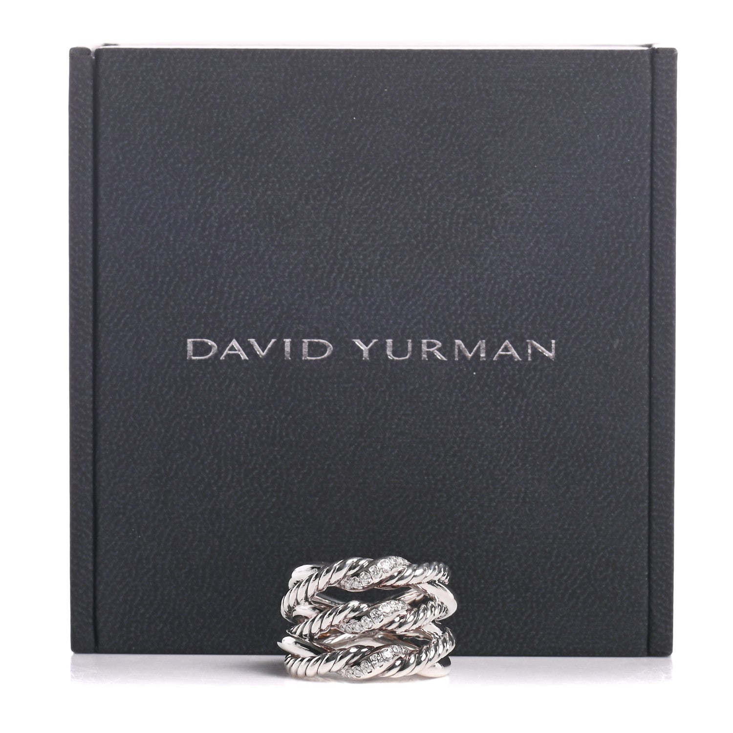 David Yurman Sterling Silver Diamond Continuance Three-Row Ring 54 7 5 of 5