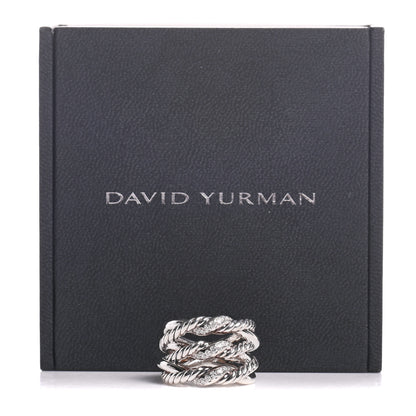 David Yurman Sterling Silver Diamond Continuance Three-Row Ring 54 7 5 of 5