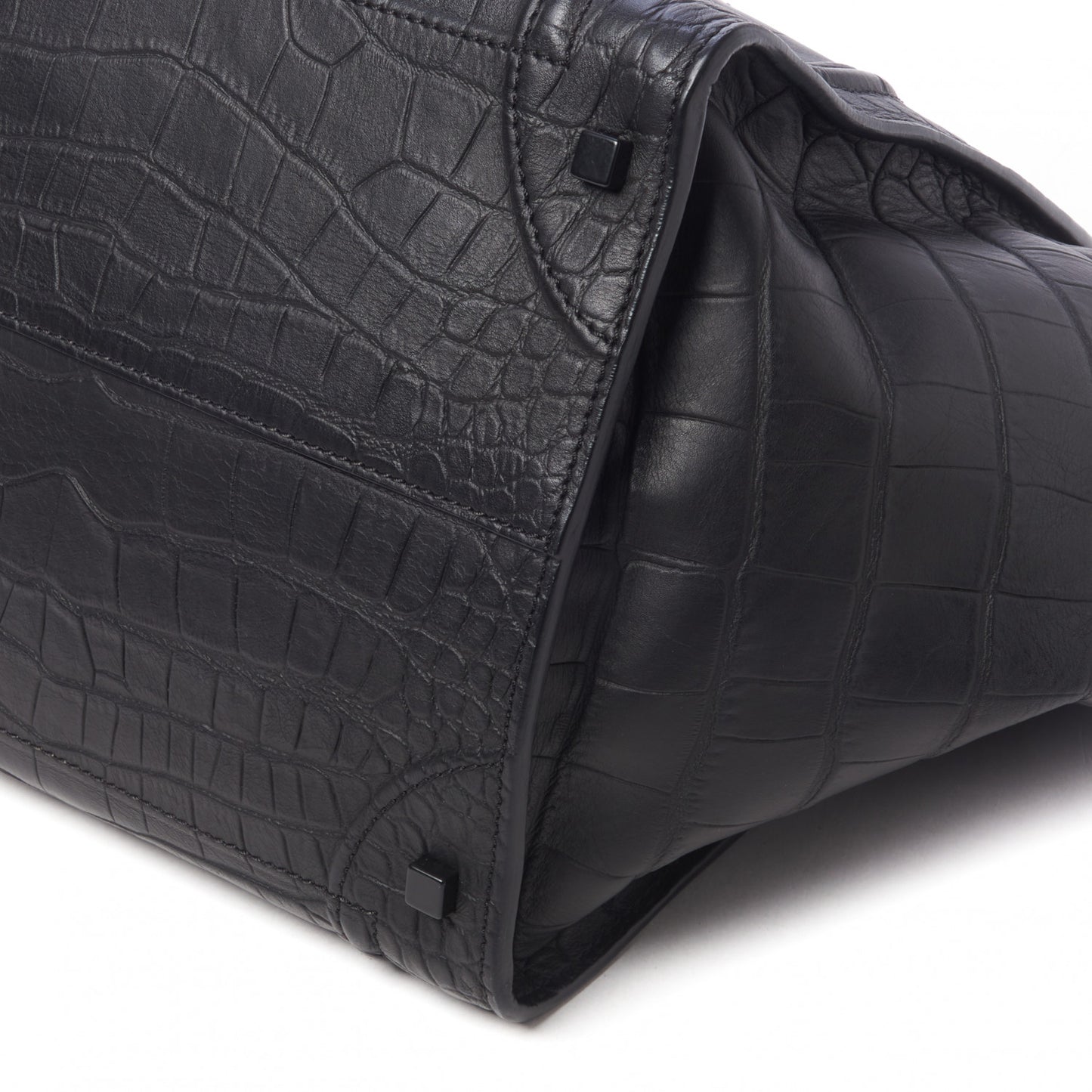 Calfskin Crocodile Embossed Medium Phantom Luggage Black