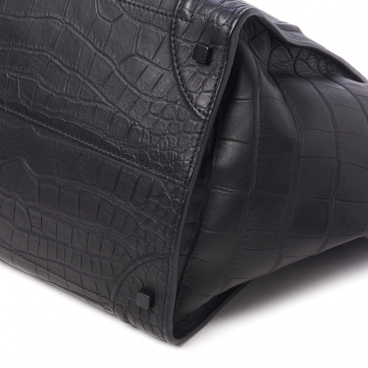 Celine Calfskin Crocodile Embossed Medium Phantom Luggage Black 6 of 9