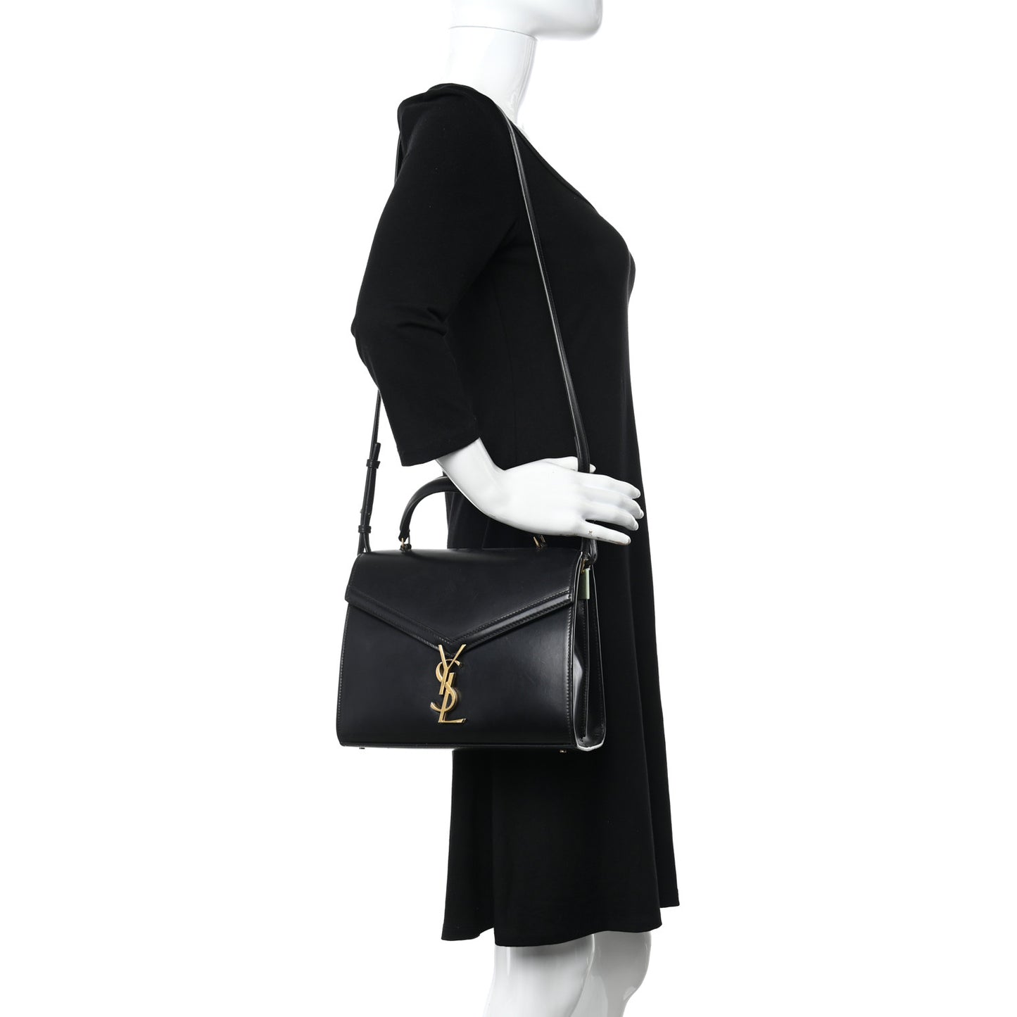 Smooth Calfskin Medium Classic Monogram Cassandra Top Handle Black Rouge Legion