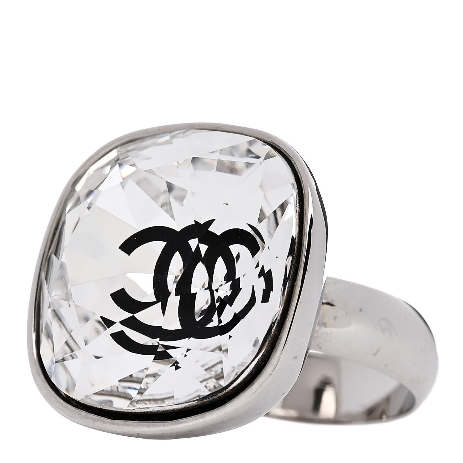 Chanel Crystal Square CC Ring 49 5 Silver 3 of 6