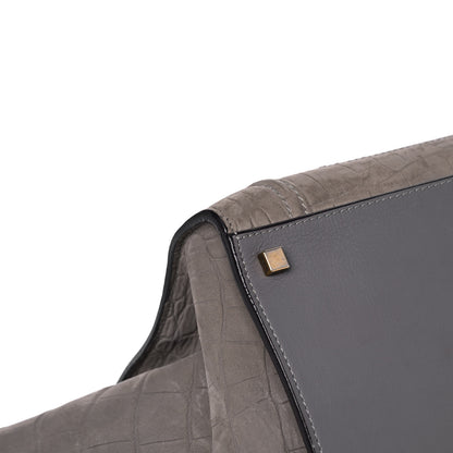 Celine Crocodile Embossed Nubuck Medium Phantom Luggage Grey 8 of 11